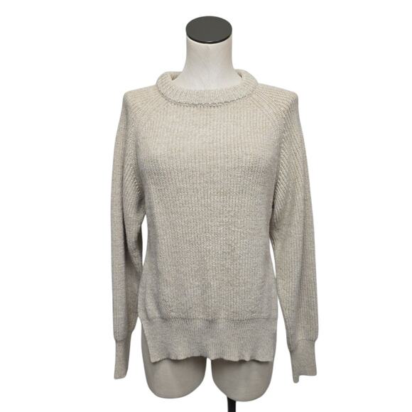 Modern Citizen Sweaters - Modern Citizen Womens Size Small Light Beige Crew Sweater Long Sleeve Slit Sides